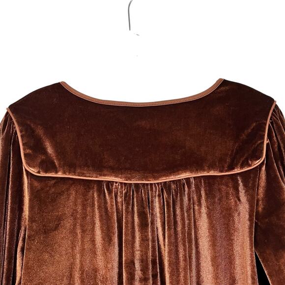 Inherit Brown Velvet Empire Waist Midi Dress Boho Sleeves Small‎ (3017) - Picture 3 of 12